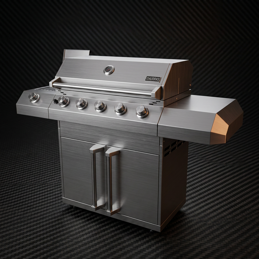 Churrasqueira a Gás - CLASSIC - 5 Queimadores - Com Gabinete + Fogão - INOX 304