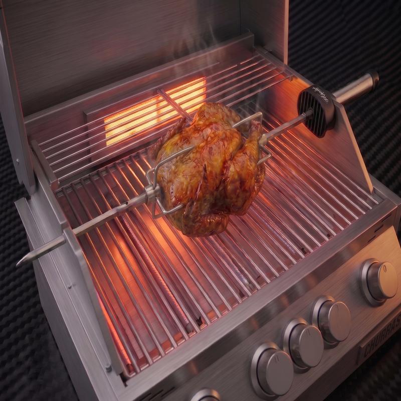 Frango assado no espeto giratório